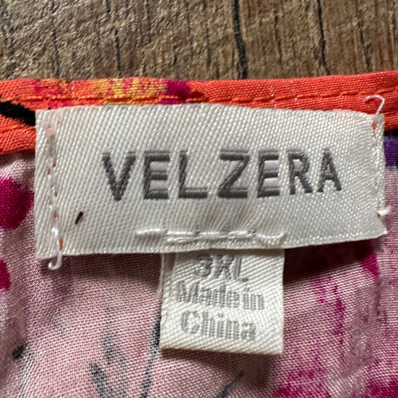 Women's VELZERA Orange Multicolor Floral Mini Dress 3X - Picture 4 of 10